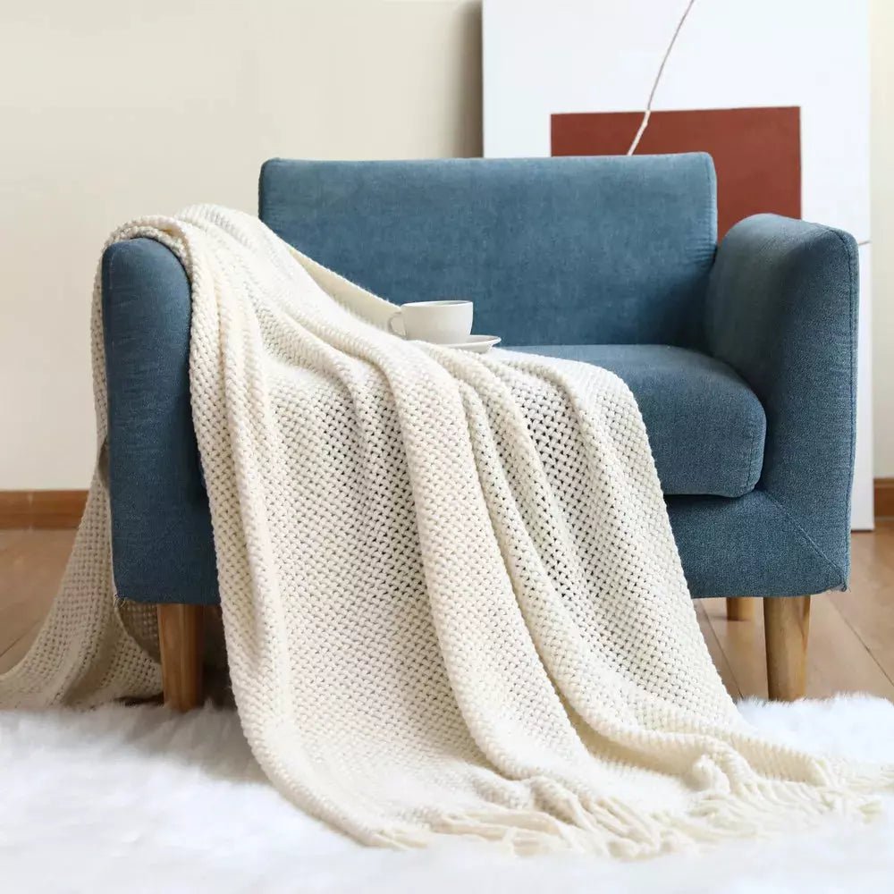 Plaid pour Fauteuil | Confort Tissé - Designix Plaid Blanc Crème 127x172cm