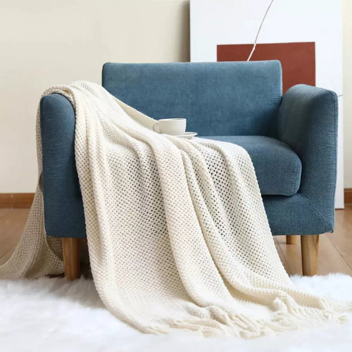 Plaid pour Fauteuil | Confort Tissé - Designix Plaid Blanc Crème 127x172cm