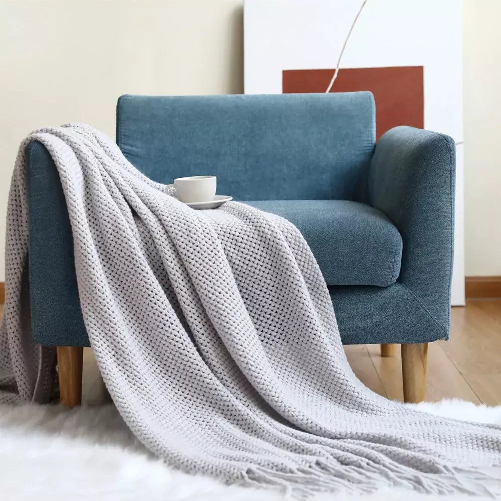 Plaid pour Fauteuil | Confort Tissé - Designix Plaid Gris 127x172cm