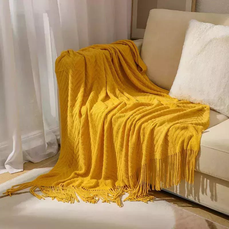Plaid Vintage Canapé | Douceur Rétro - Designix Plaid Jaune 127x180CM