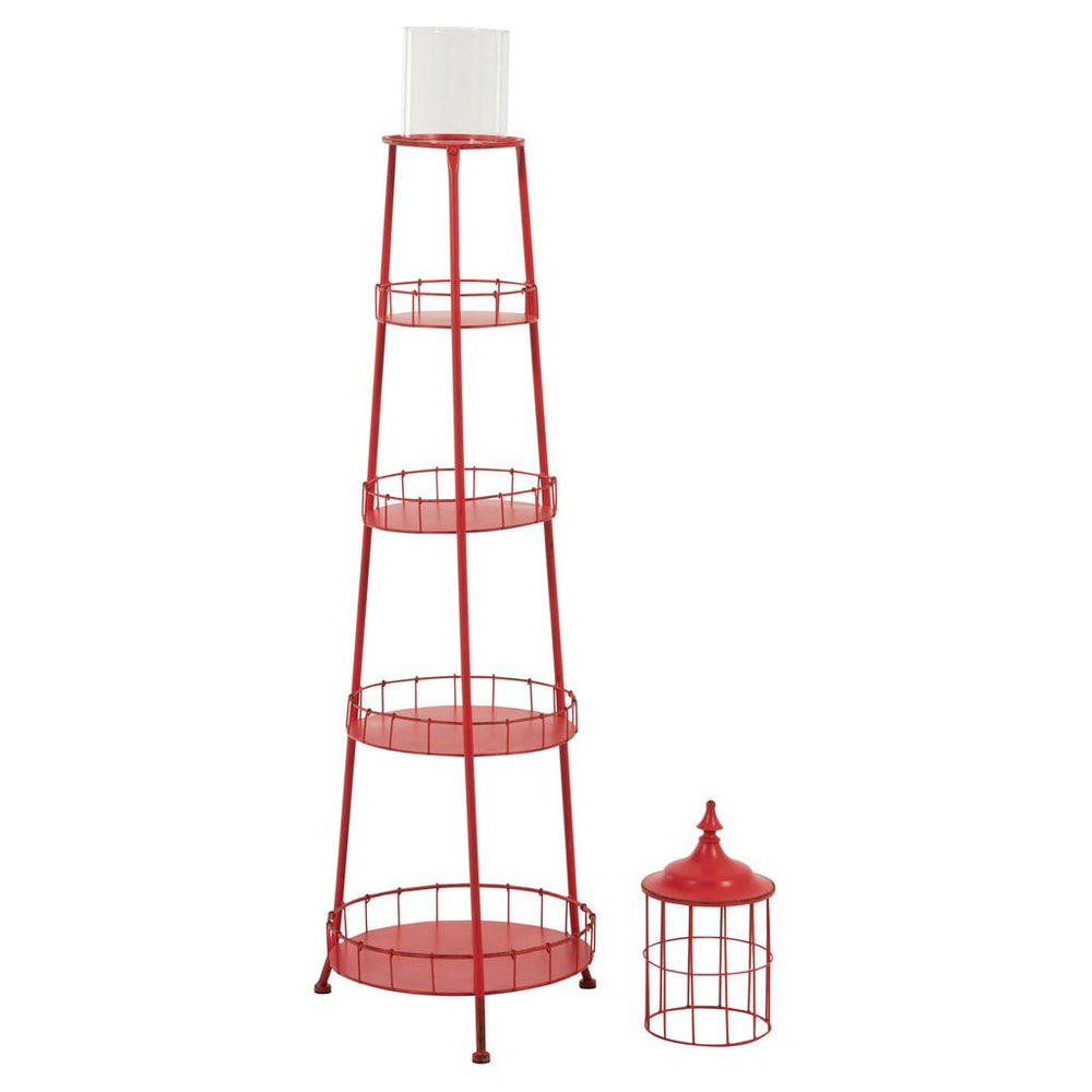 Porte - bougie Phare Métal Rouge - Designix