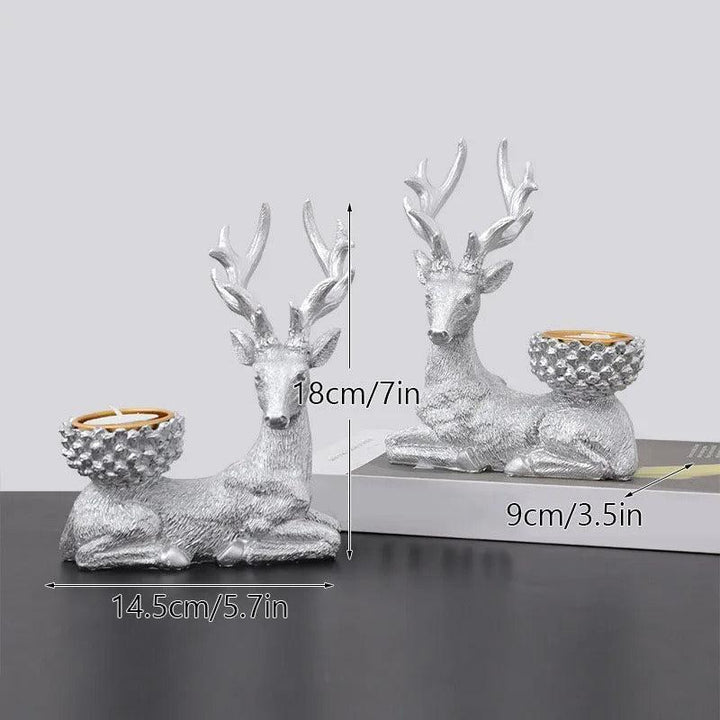 Porte - Bougies Cerf Doré | Rocher - Designix Bougeoirs Argent