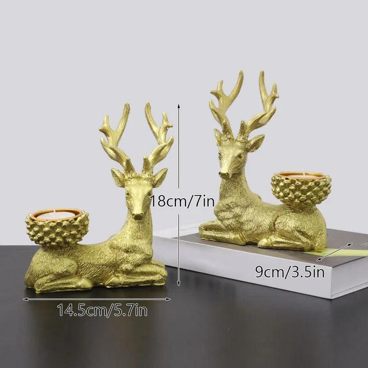 Porte - Bougies Cerf Doré | Rocher - Designix Bougeoirs Doré
