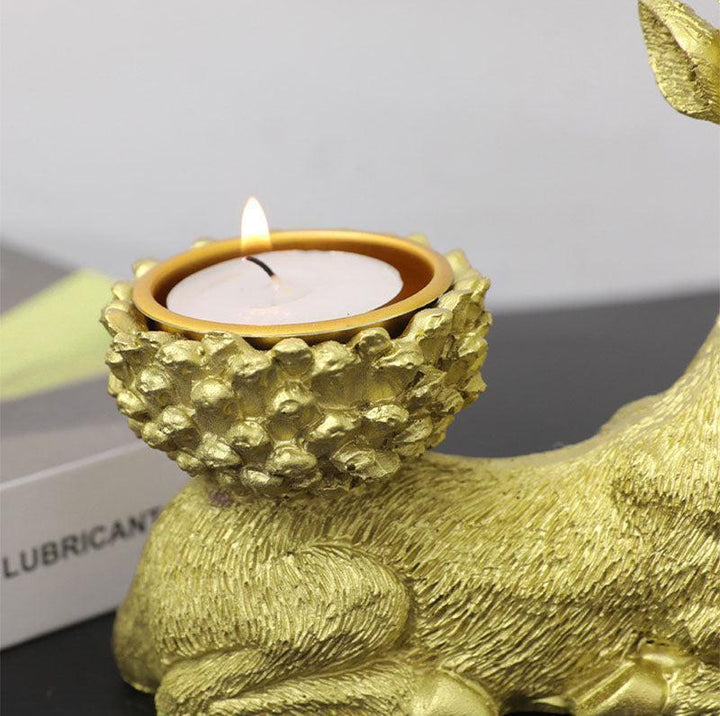 Porte - Bougies Cerf Doré | Rocher - Designix Bougeoirs Doré
