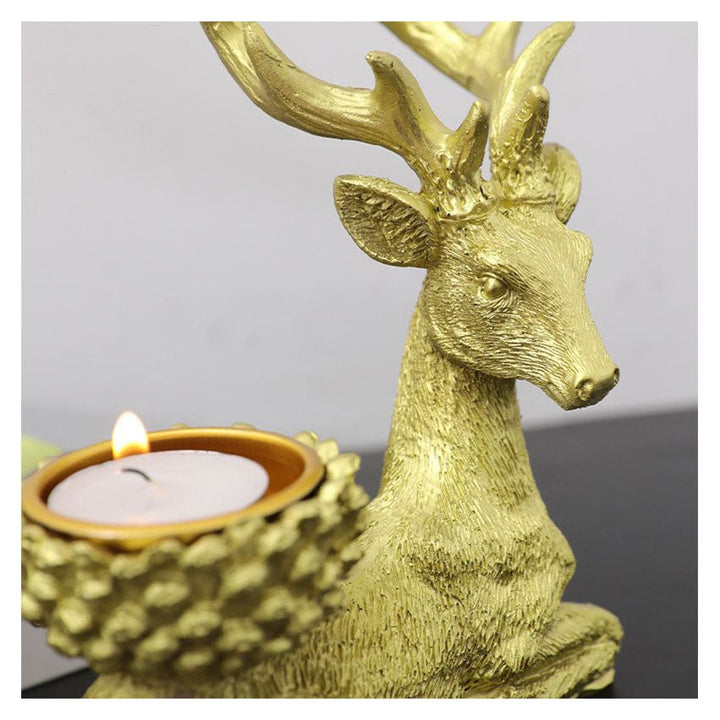 Porte - Bougies Cerf Doré | Rocher - Designix Bougeoirs Doré