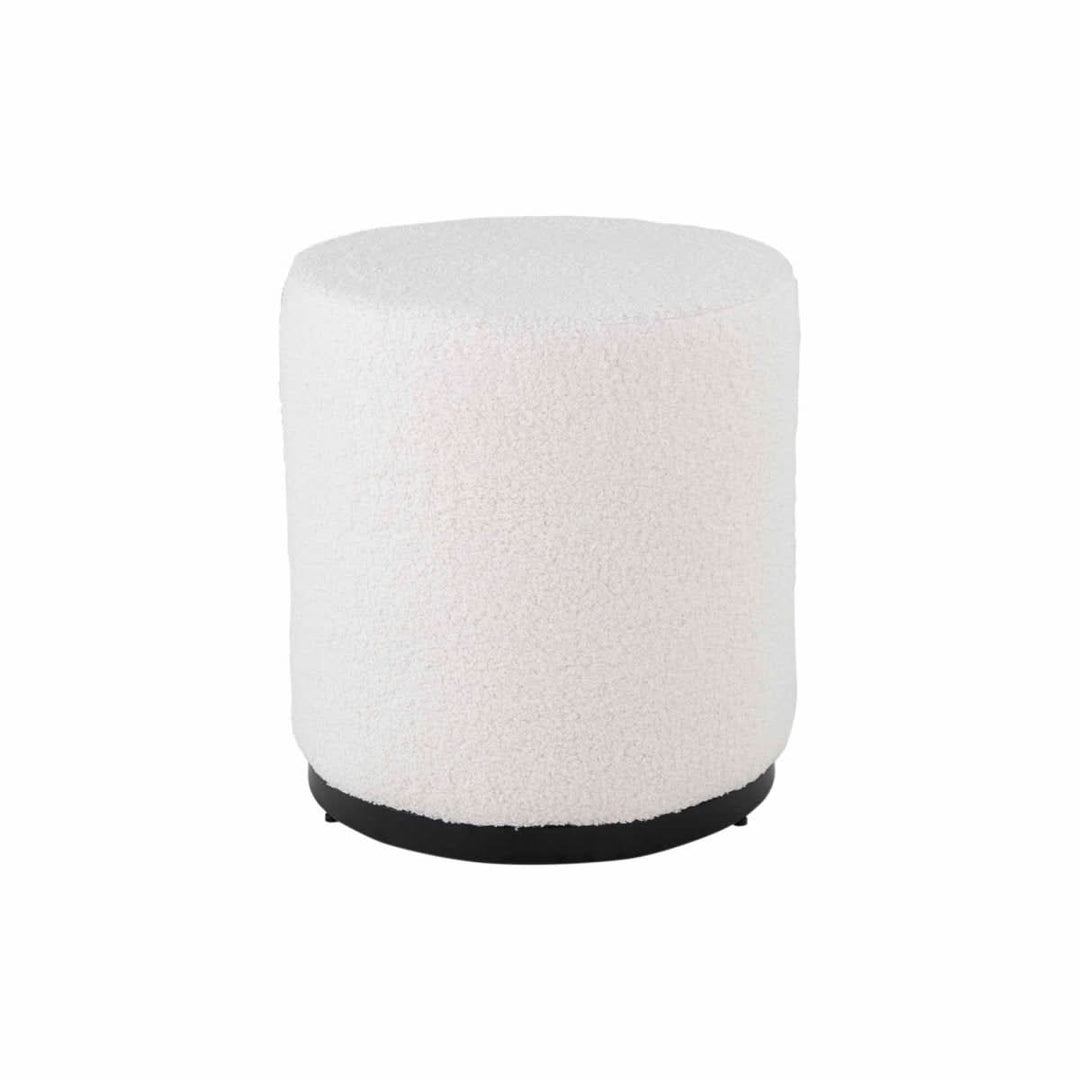 Pouf Teddy Blanc Velours Doux Moderne Chic Confort | LUMI - Designix
