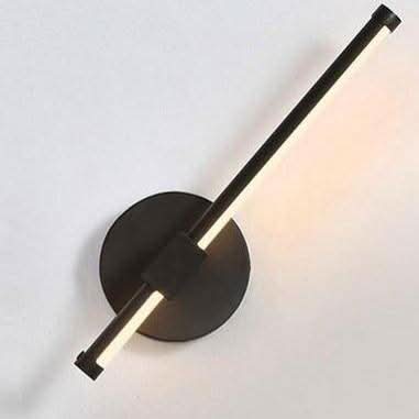 Applique murale design à LED avec base circulaire métal et tube lumineux Sconce | Designix - Luminaire A - Noir Chaude - https://designix.fr