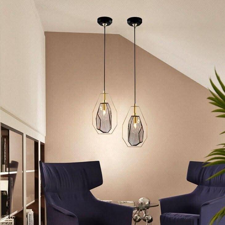 Suspension design LED en verre géométrique de couleurs Coffee | Designix - Luminaire - https://designix.fr