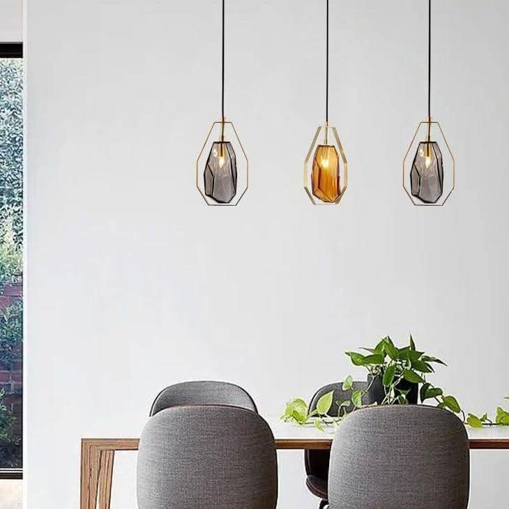 Suspension design LED en verre géométrique de couleurs Coffee | Designix - Luminaire - https://designix.fr