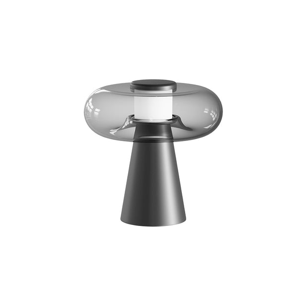 Lampe Sur Table ZAMBELIS Tactile D350 18W Dimmable DESIGN Verre Fume et Noir Mat 25277