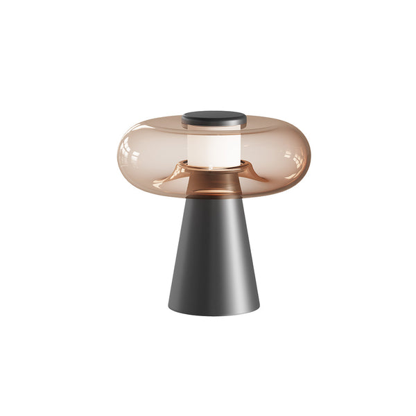 Lampe Sur Table ZAMBELIS Tactile D350 18W Dimmable DESIGN Verre Brun et Noir Sable 25276