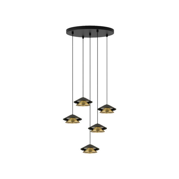 Suspension ZAMBELIS D350 45W Dimmable DESIGN Noir Sable et Or Brosse 25453