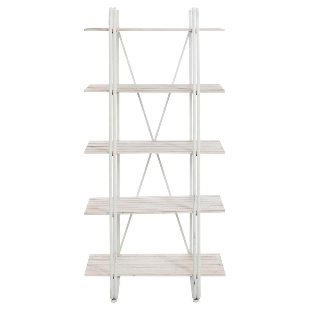 Étagère debout 5 étagères en métal blanc bois blanchi | Designix -     - https://designix.fr