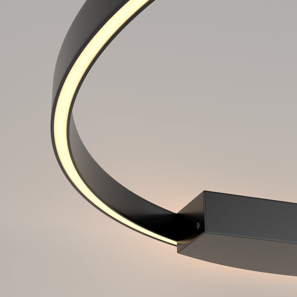 Détail rapproché du profil noir et du ruban LED lumineux encastré