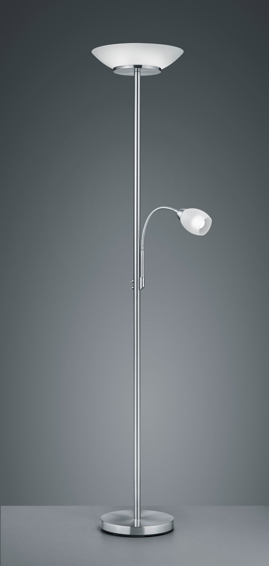 Lampadaire Gerry 2 lumières nickel satiné