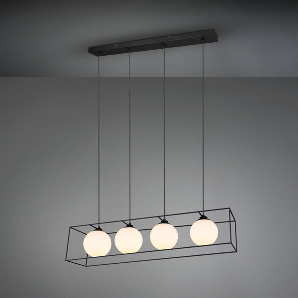 Suspension Gabbia 4 lumières noire mat