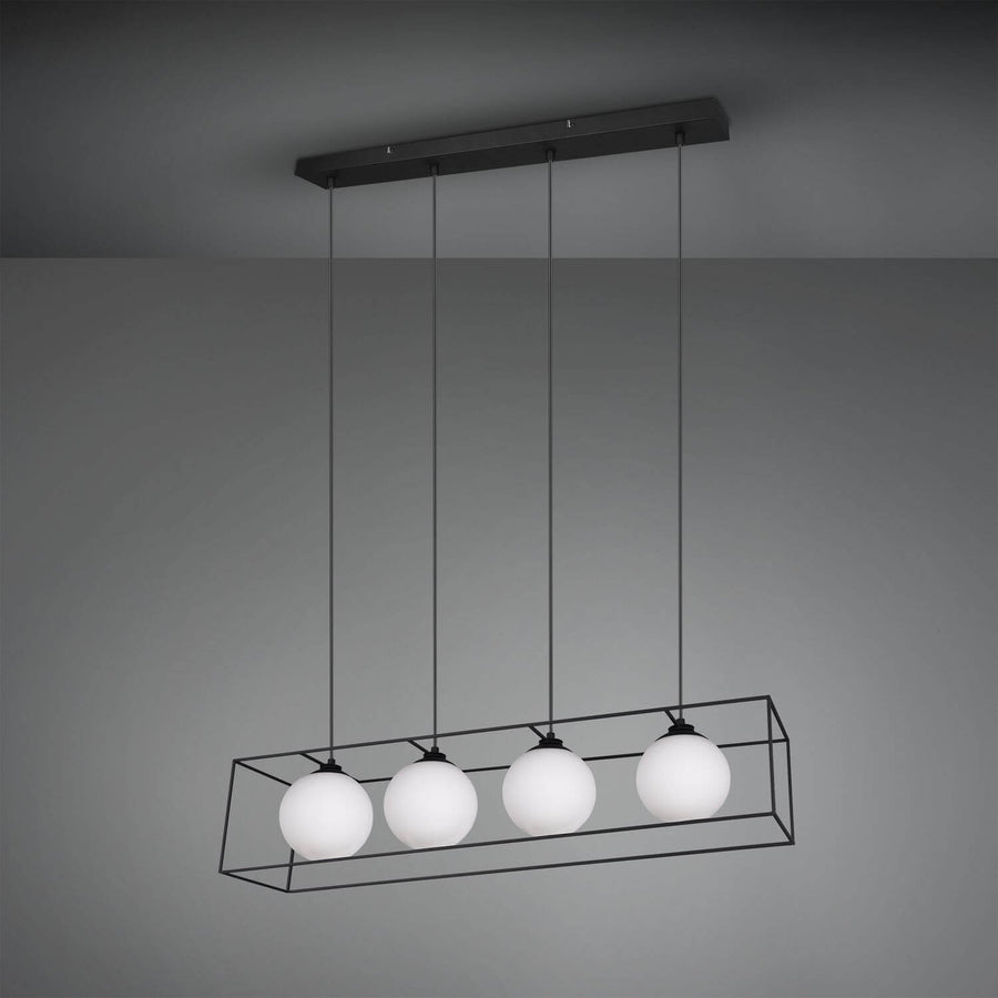 Suspension Gabbia 4 lumières noire mat