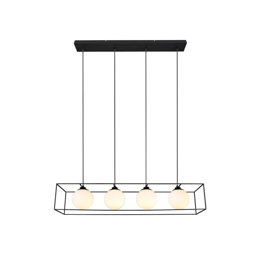 Suspension Gabbia 4 lumières noire mat