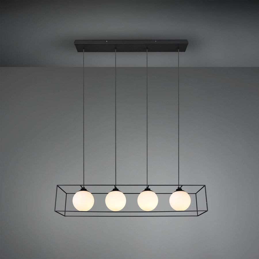 Suspension Gabbia 4 lumières noire mat