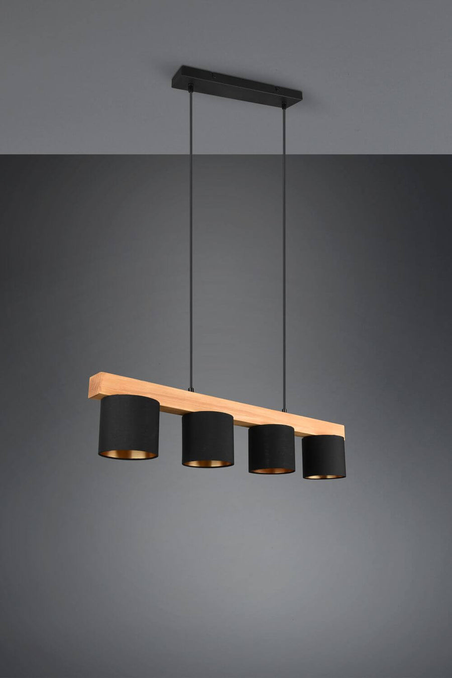 Suspension Cameron 4 lumières bois et noire