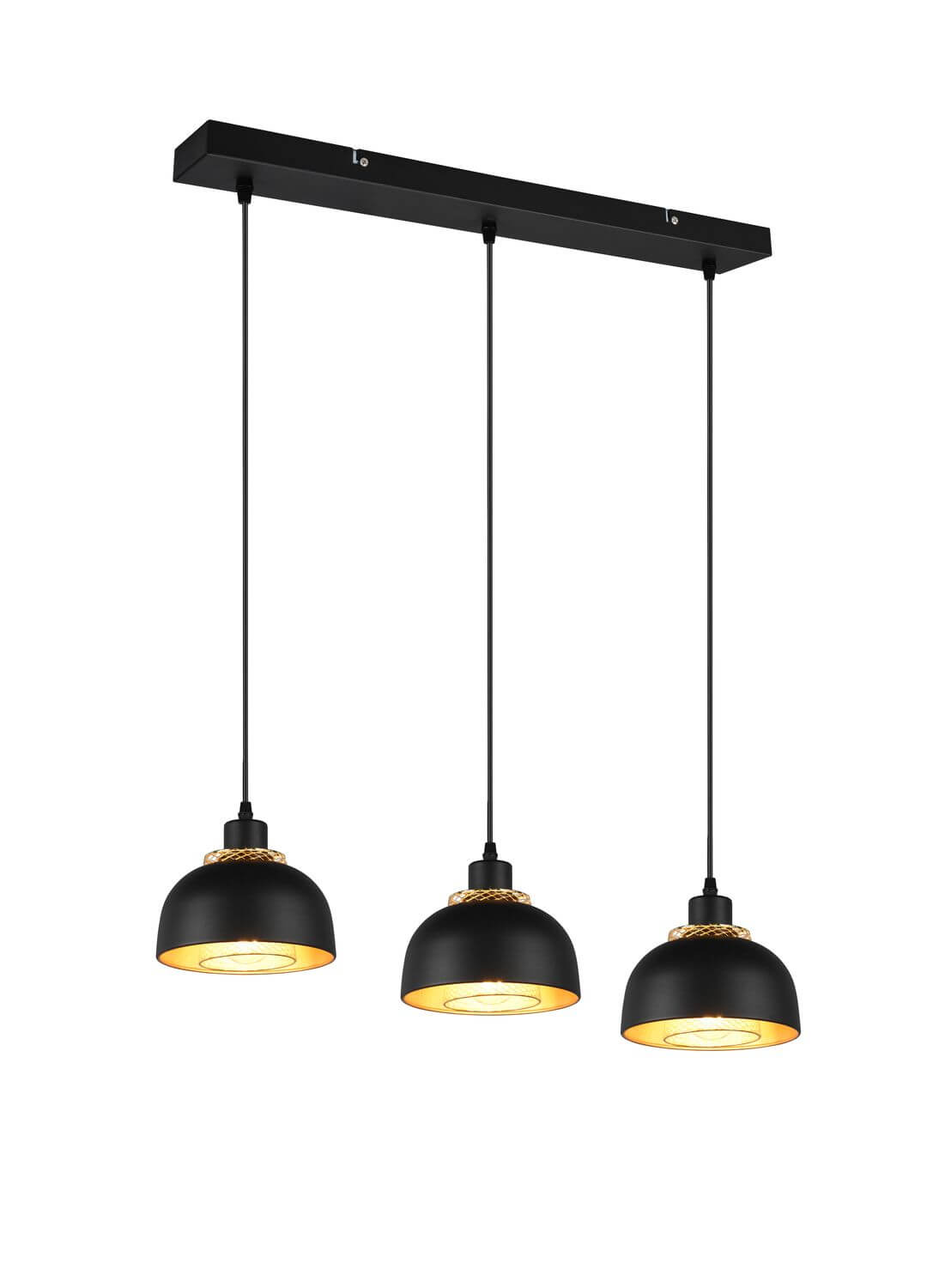 Suspension Punch 3 lumières noire mat