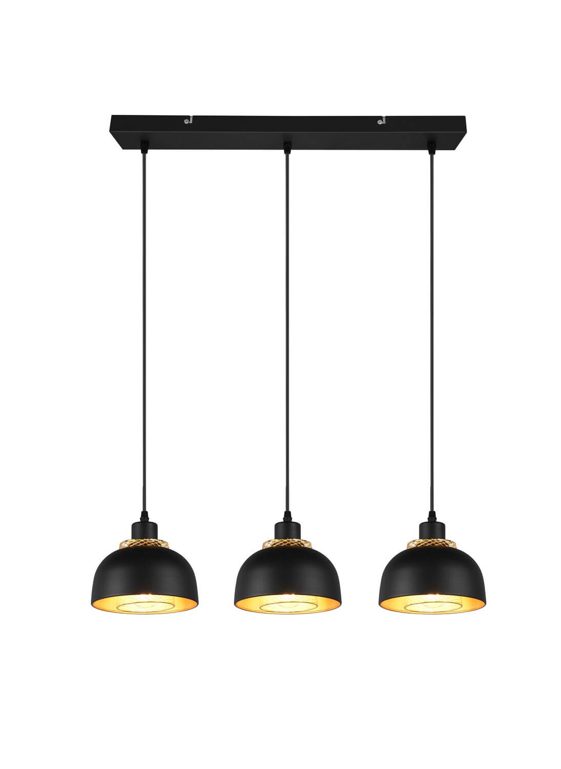 Suspension Punch 3 lumières noire mat