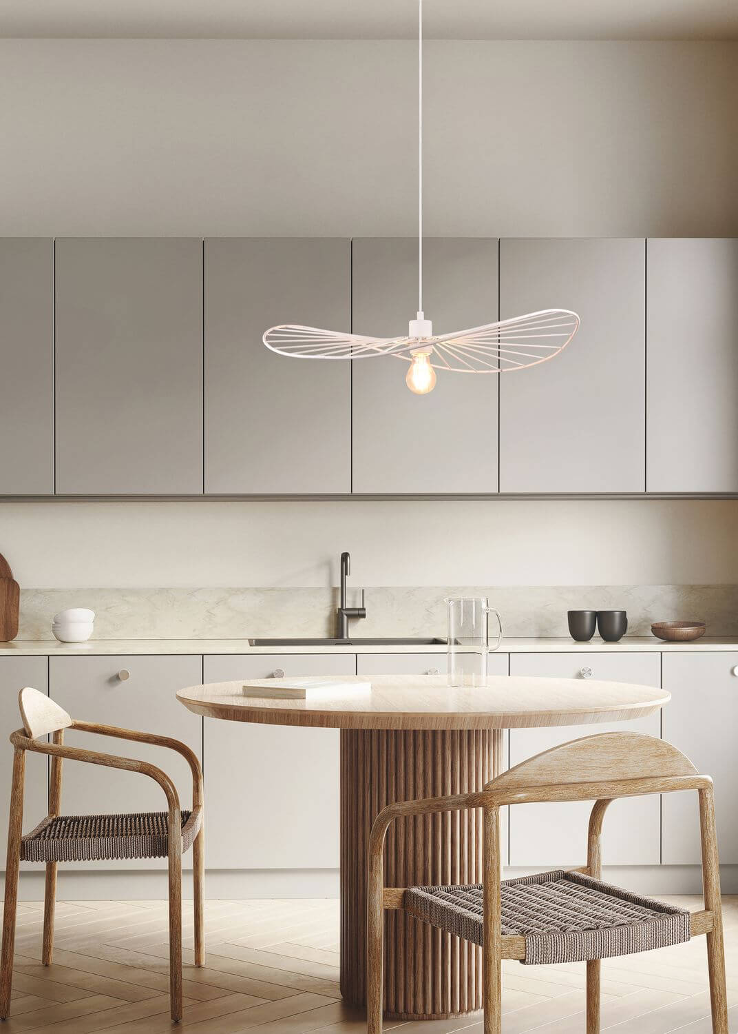 Suspension Chapeau blanche mat
