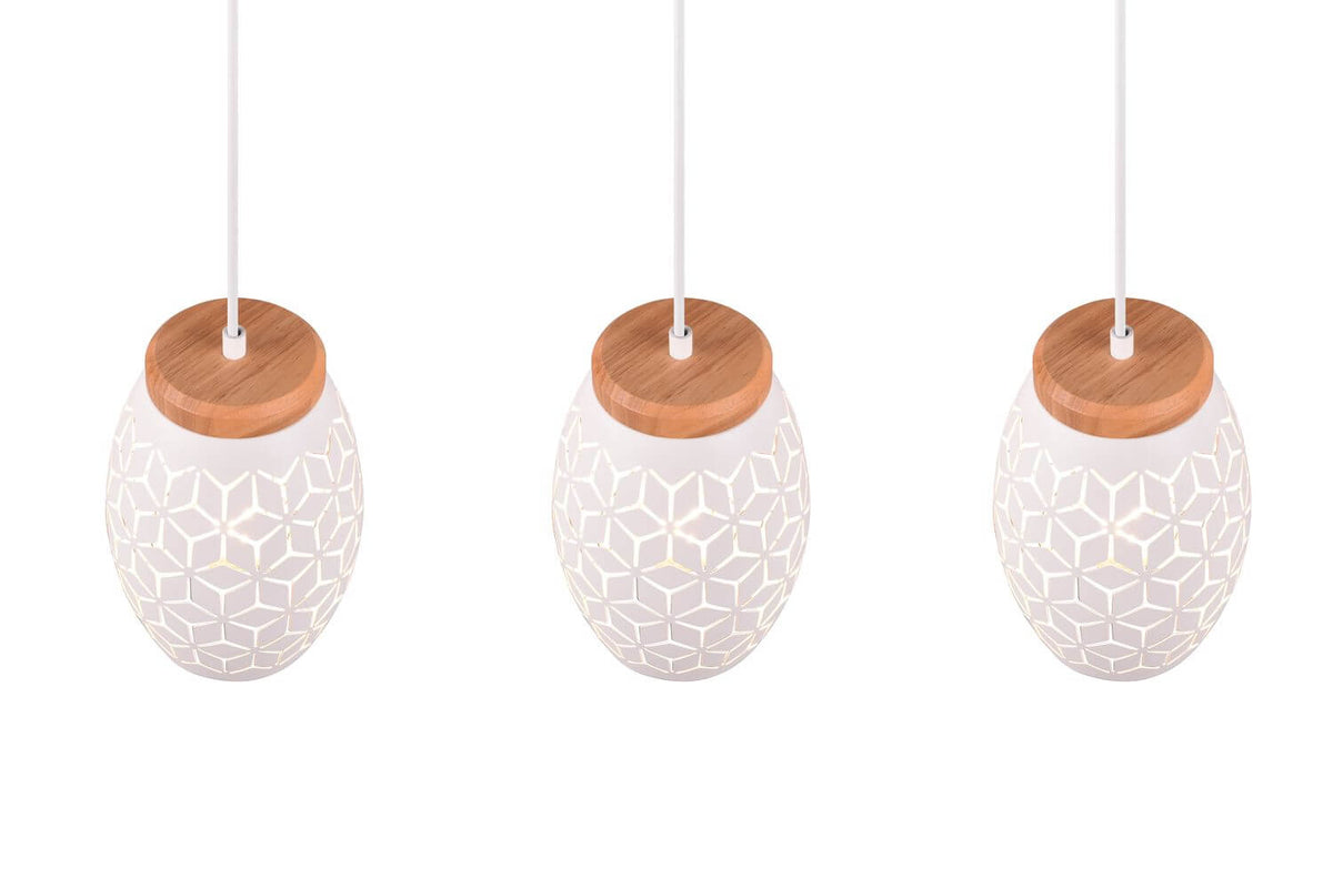 Suspension Bidar 3 lumières blanche mat