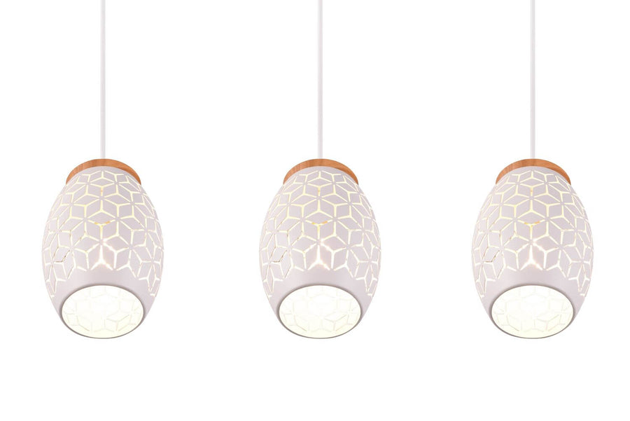 Suspension Bidar 3 lumières blanche mat