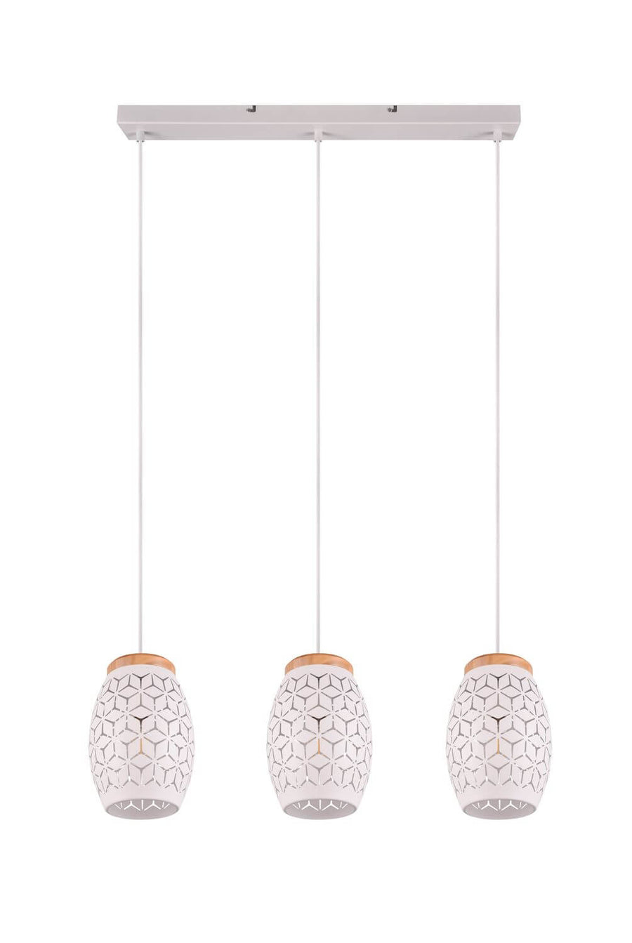 Suspension Bidar 3 lumières blanche mat