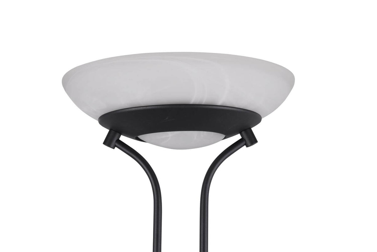 Détail du cache blanc en verre dépoli, éclairé et fixé sur la monture noire.