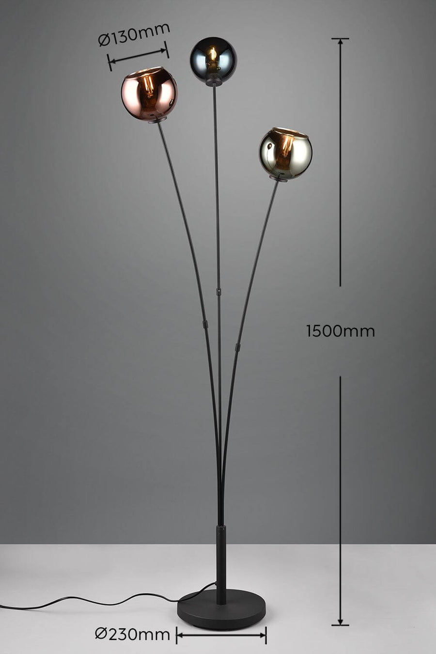 Lampadaire Sheldon 3 lumières multicolore