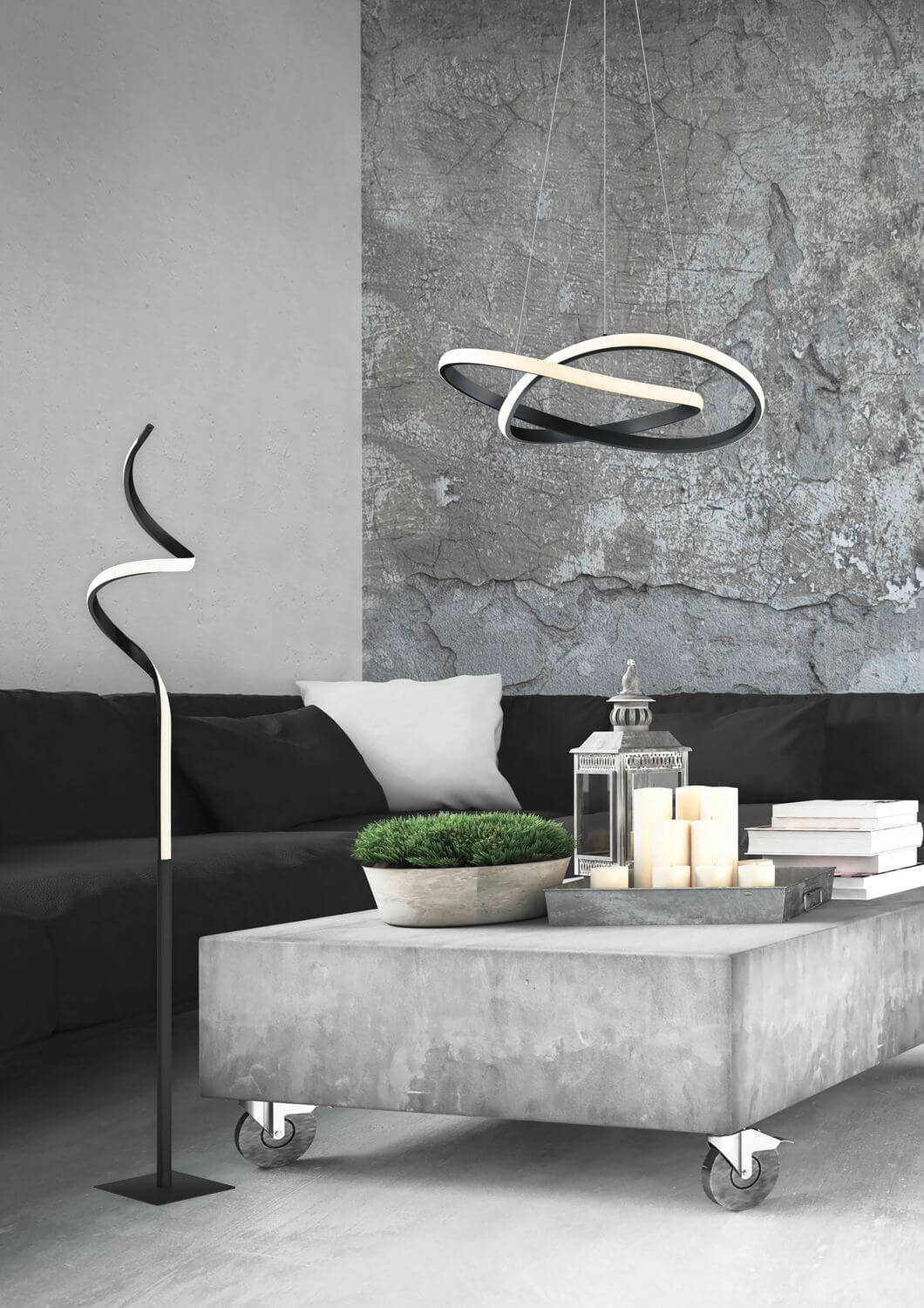 Lampadaire Course noir mat