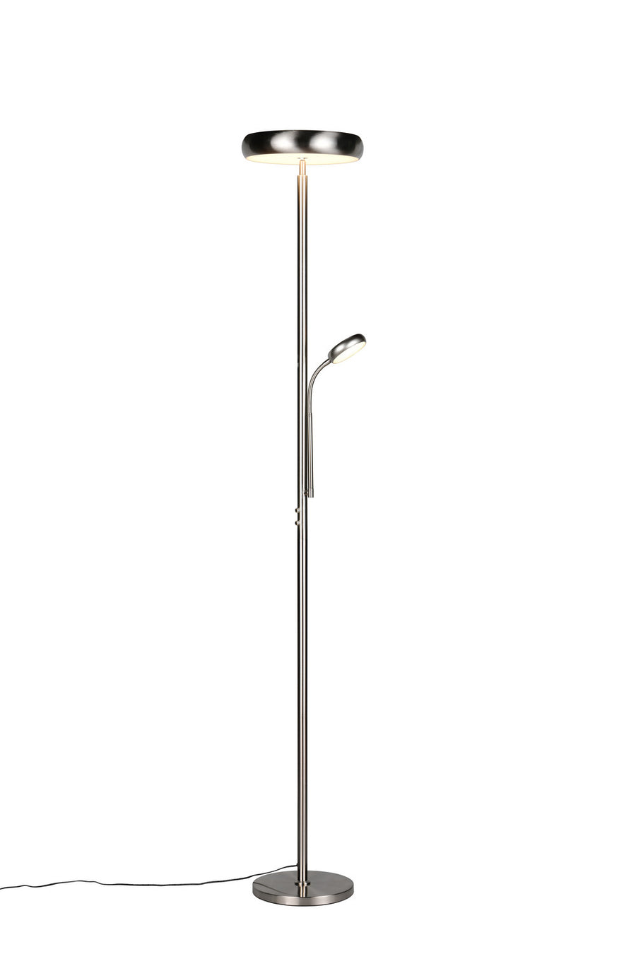 Vue de face du lampadaire sur fond blanc avec cordon d'alimentation au sol