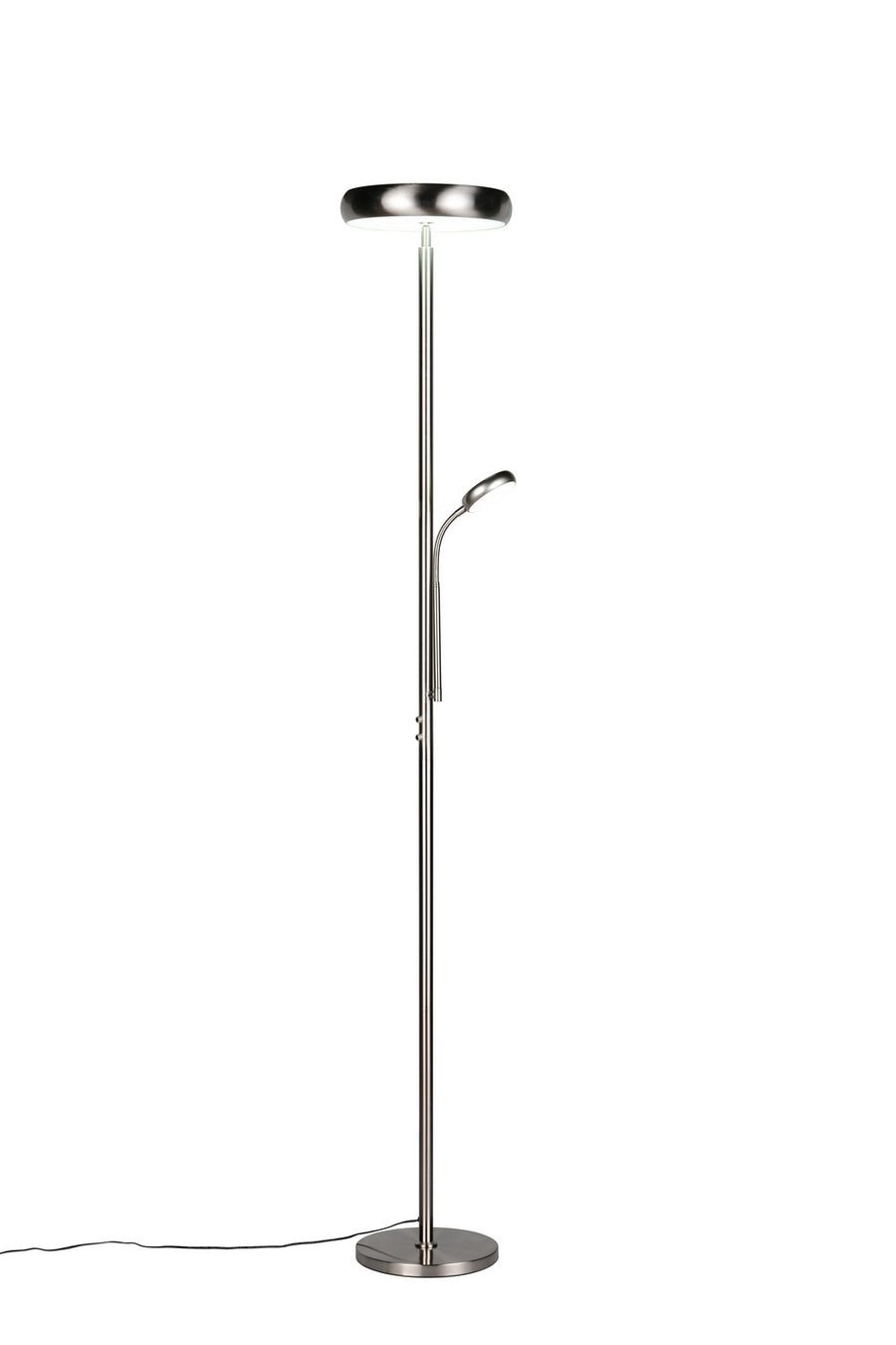Silhouette complète du lampadaire avec pied plat et bras de lecture incliné