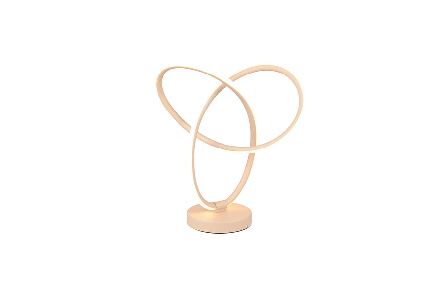 Lampe éteinte, face avant, structure beige et socle circulaire