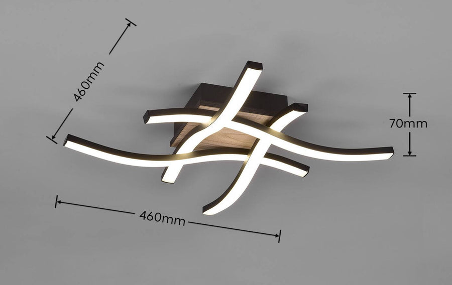 Schéma de dimensions du plafonnier avec largeur 460mm et hauteur 70mm.
