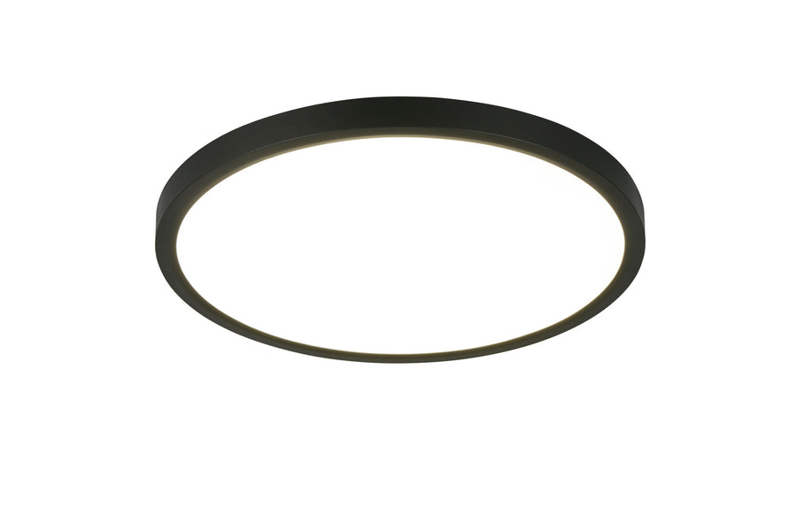 Vue rapprochée du cerclage noir et de l'intérieur blanc du luminaire.