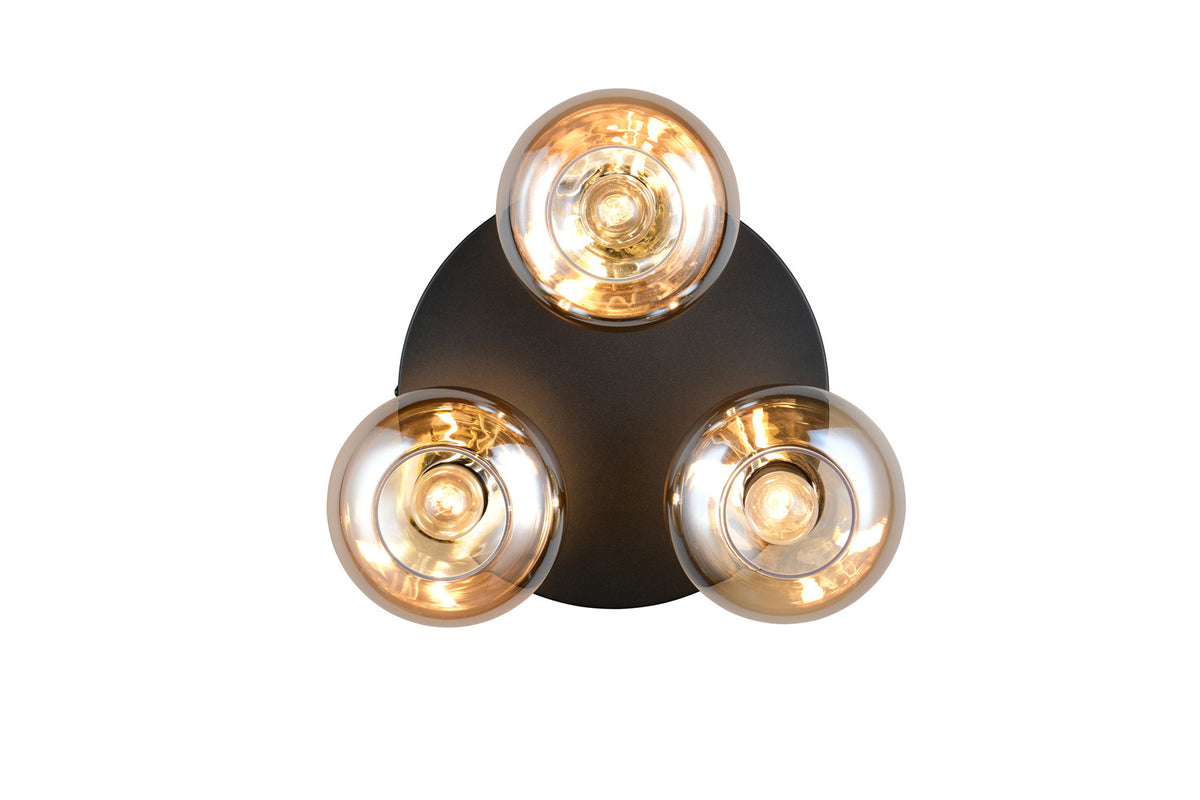 Plafonnier Divina 3 lumières ambré, verre