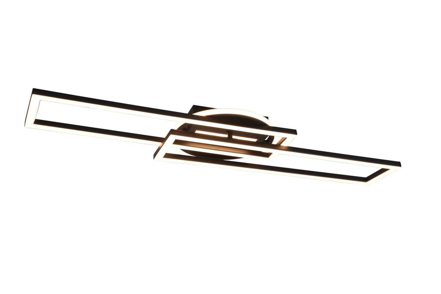 Produit vu de face légèrement inclinée, lignes LED blanches sous structure noire