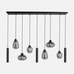 Lustre boule verre fumé noir, 9 lumières dimmable Ø 140 cm | Reflexion