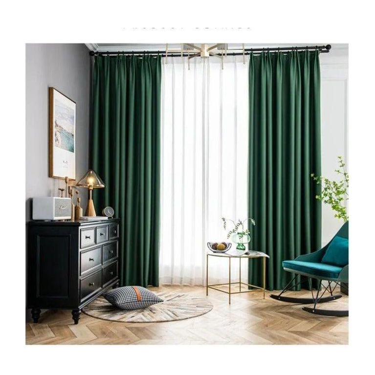 Rideau Élégant Isolation Thermique Vert | Mise - Designix Rideau Vert Foncé 60xL125cm 1pc Anneaux