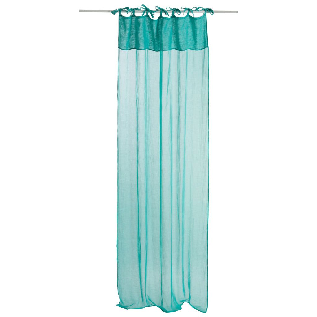 Rideau Voile Coton Lin Aqua - Designix