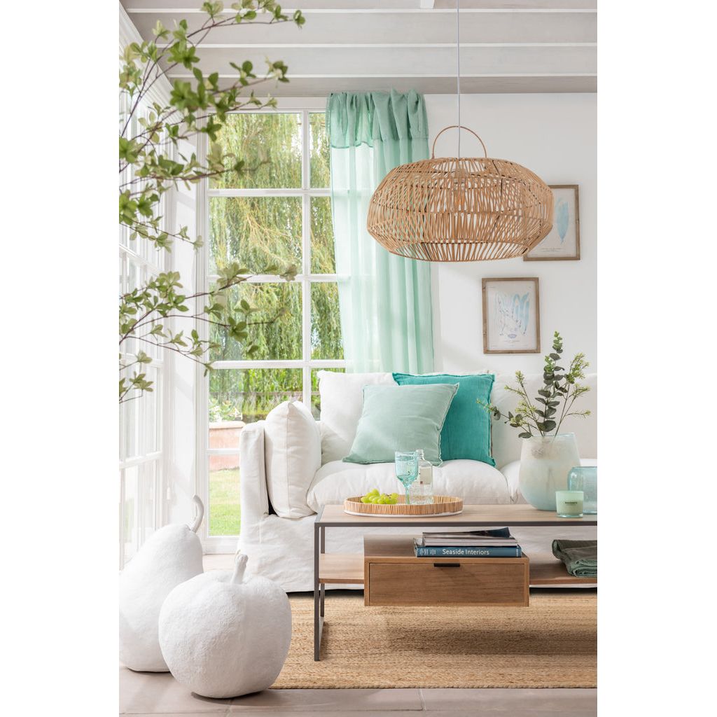 Rideau Voile Coton Lin Menthe | Tela - Designix Rideau