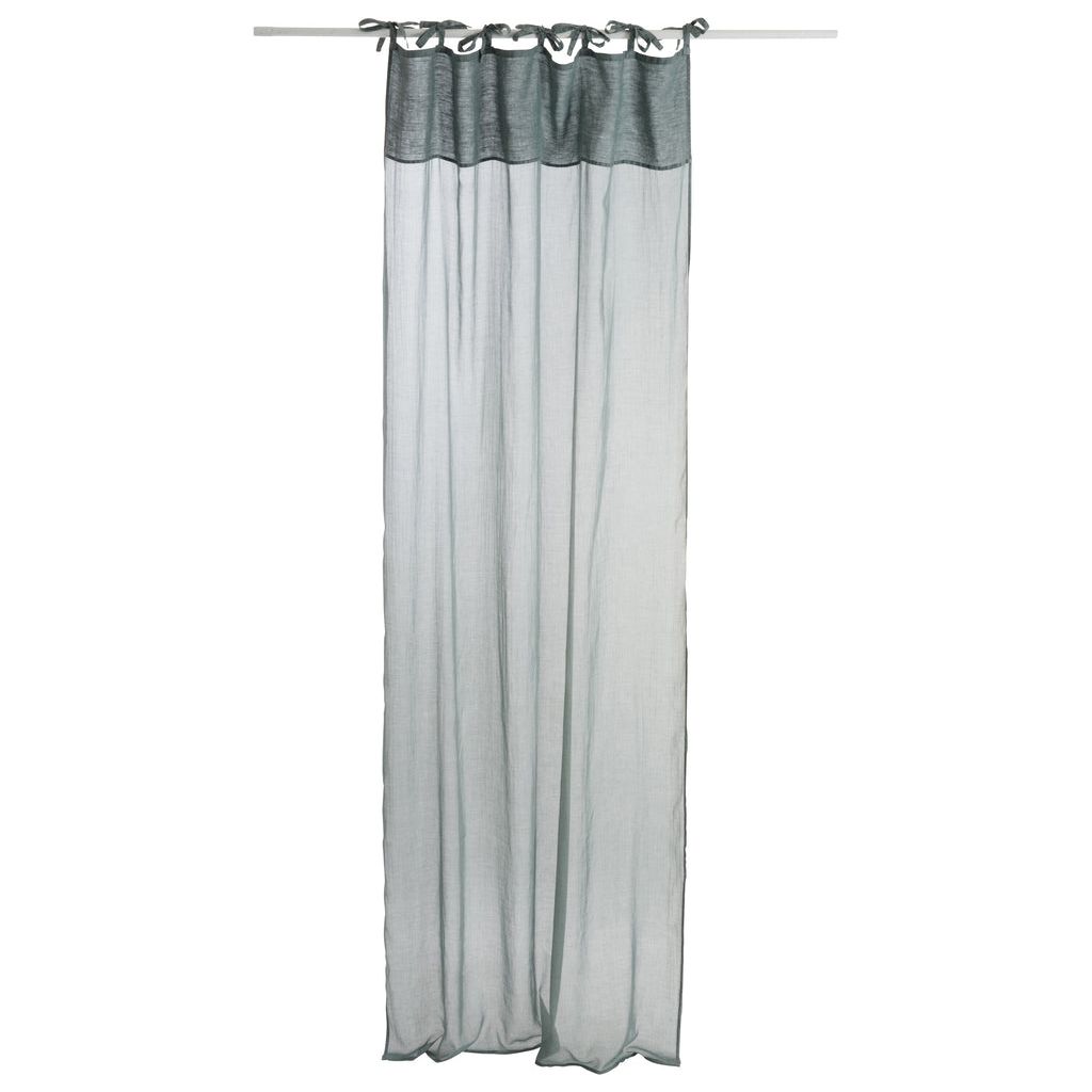 Rideau Voile Coton Lin Vert Foncé - Designix