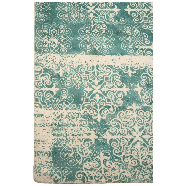 Tapis oriental en coton blanc/bleu | Designix -     - https://designix.fr