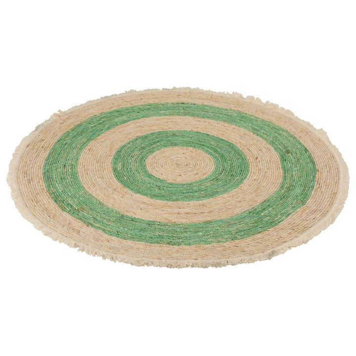 Tapis à gland en écorce de maïs/coton beige/vert blanc | Designix -     - https://designix.fr