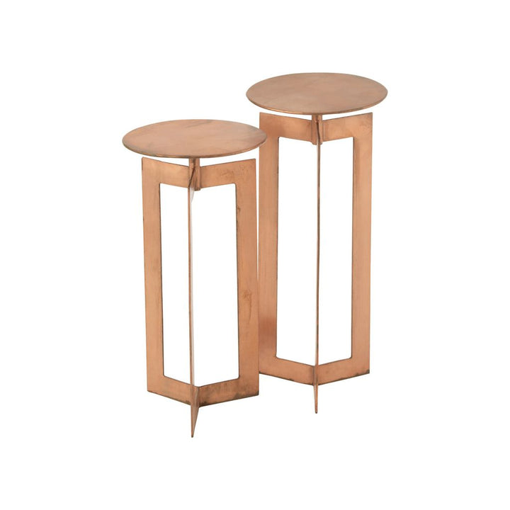 Ensemble de 2 tables d'appoint Zino en fer et cuivre hauts | Designix -     - https://designix.fr