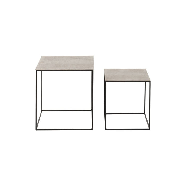 Ensemble de 2 tables d'appoint carrées en aluminium/fer argent/noir | Designix -     - https://designix.fr