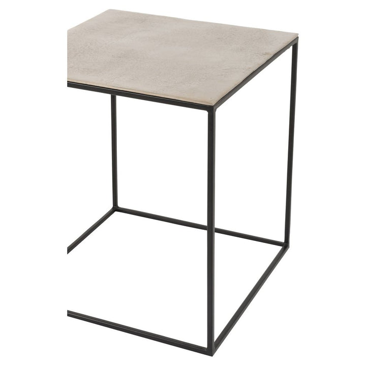 Ensemble de 2 tables d'appoint carrées en aluminium/fer argent/noir | Designix -     - https://designix.fr